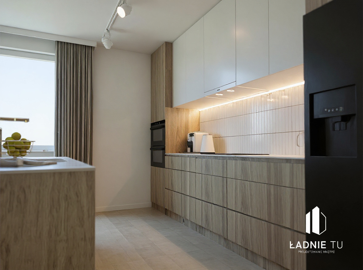 Projekt wnętrza salonu z aneksem kuchennym w Zduńskiej Woli Karsznice woj łódzkie projektant wnętrz