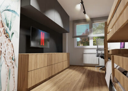 projekt wnetrza jednego pokoju dla trojki rodzenstwarodzenstwa