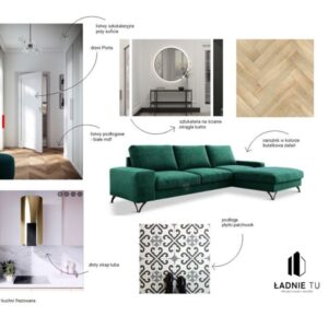 moodboard projekt wnetrza zdusnka wola zestawienie materialow